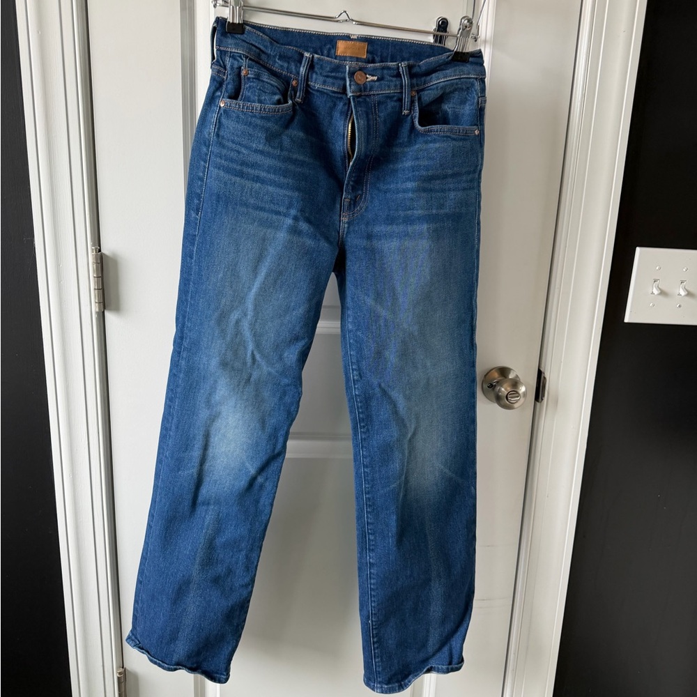 MOTHER Blue Denim Jeans Kick It Flood